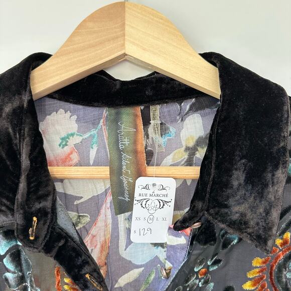 ARATTA Velvet Semi-Sheer Floral Paisley Print Dolman Sleeve Shirt NWT - Picture 6 of 12